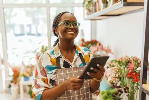 Business owner in flower shop